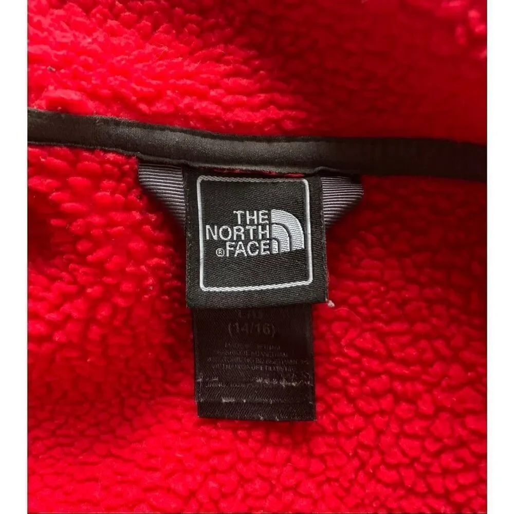 The North Face SPELL OUT DENALI RED Fleece JACKET COAT Boys L